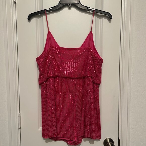 Pink Sequin Sleeveless Romper 2XL - Picture 2 of 7